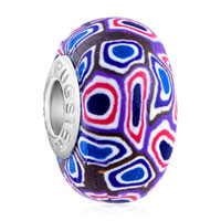 European Beads - blue and red cobblestone brown polymer clay beads charms bracelets Image.