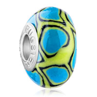 European Beads - turquoise and olive polymer clay beads charms bracelets Image.
