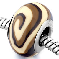  - brown and white swirl polymer clay bead Image.