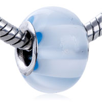 European Beads - blue ruffle light stripes murano glass european beads Image.