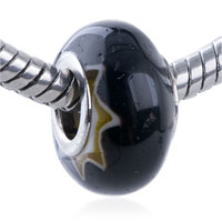 GB_JBL43: olive ruffle black murano glass european beads Image.