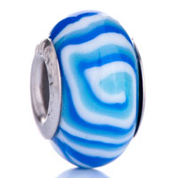 European Beads - white and blue lollipop polymer clay beads charms bracelets Image.