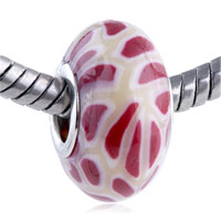 European Beads - red decoration cream polymer clay european beads Image.