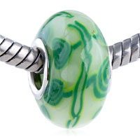 European Beads - green flower decoration pale polymer clay european beads Image.