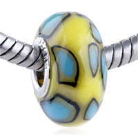 European Beads - blue decoration yellow polymer clay european beads Image.