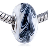 European Beads - black seaweed decoration white polymer clay european beads Image.