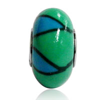 European Beads - blue and cream polymer clay european beads Image.