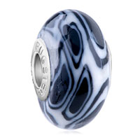 European Beads - black pebbly white polymer clay european beads Image.