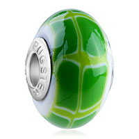 European Beads - green and pale polymer clay beads charms bracelets Image.