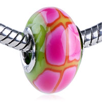 GB_KS62: pink and tan polymer clay european beads Image.