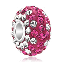 Sterling Silver Jewelry - white and pink birthstone crystal sterling silver solid core all brands beads charms bracelets Image.