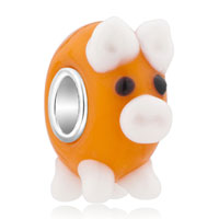 European Beads - cute orange pig murano glass european beads Image.