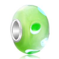 European Beads - peridot with little green hearts murano glass european beads Image.