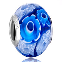  - deep blue and white flowers murano glass all brands Image.