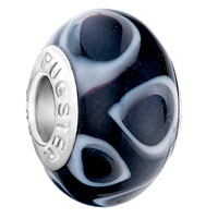 European Beads - fathers day gifts mothers classic black white circle fit all brands murano glass beads charms bracelets Image.