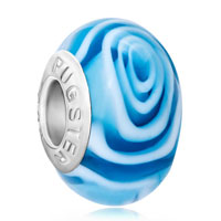 European Beads - plae blue fantasy flower sea wave fit all brands murano glass beads charms bracelets Image.