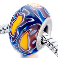  - blue with yellow and brown pattern european beads Image.