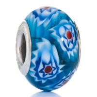 European Beads - fresh blue flower gorgeous fit all brands murano glass beads charms bracelets Image.