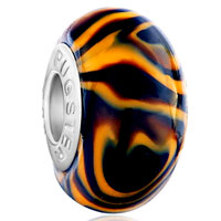 European Beads - black tan fit all brands murano glass beads charms bracelets Image.