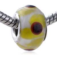 European Beads - yellow and dark red murano glass european beads Image.