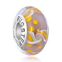 Orange Petal Pink 925 Sterling Silver Murano Glass European Beads