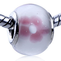 GB_YW120: pink texture peach blossom murano glass european beads Image.