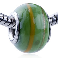 European Beads - tan and brown striped murano glass european beads Image.