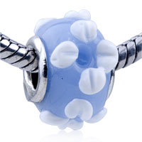 European Beads - white texture flower blue violet murano glass european beads Image.