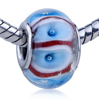 European Beads - pale blue stripes translucent murano glass european beads Image.