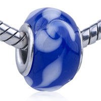 European Beads - white flower murano glass european beads Image.