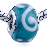 European Beads - white texture spiral translucent murano glass european beads Image.