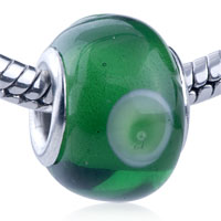 European Beads - white circle translucent murano glass european beads Image.