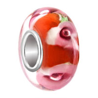 European Beads - garnet red garden flower fit all brands murano glass beads charms bracelets Image.