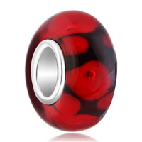 European Beads - pure black ball garnet red dots all brand murano glass beads charms bracelets Image.