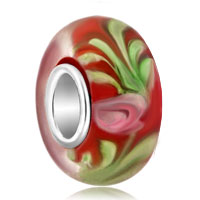 European Beads - garnet red flower beadss fit all brands murano glass beads charms bracelets Image.
