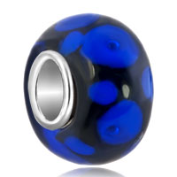 European Beads - blue dots glass murano beads charms bracelets Image.