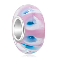 European Beads - rose pink ball aquamarine blue dots all brand murano glass beads charms bracelets Image.