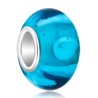 European Beads - aquamarine blue white fit all brands murano glass beads charms bracelets Image.
