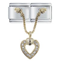 Italian Charms - open rhinestone heart italian charm Image.