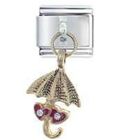 Italian Charms - dangle heart umbrella italian charm Image.
