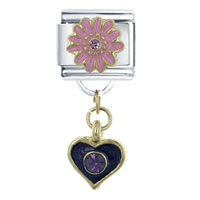 Italian Charms - daisy and heart italian charm Image.