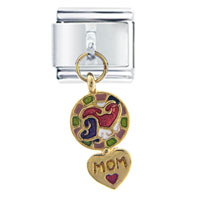 Italian Charms - mom twin hearts italian charm Image.