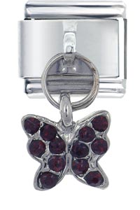 Italian Charms - january garnet color butterfly italian charm Image.