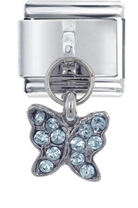 Italian Charms - march aquamarine color butterfly italian charm Image.