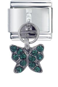 Italian Charms - may emerald color butterfly italian charm Image.