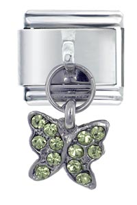 Italian Charms - august peridot color butterfly italian charm Image.
