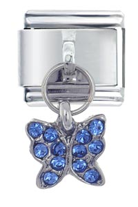 Italian Charms - september sapphire color butterfly italian charm Image.