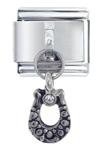 Italian Charms - dangle horse shoe italian charm Image.