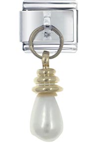 Italian Charms - drop pearl white italian charm Image.