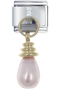 Italian Charms - drop pearl pink italian charm Image.